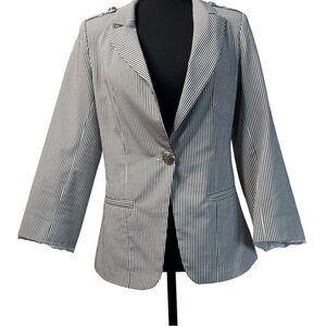 Striped Light Blue and White Women's Blazer